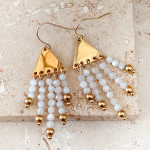 Prism | 18K gold White beaded earrings