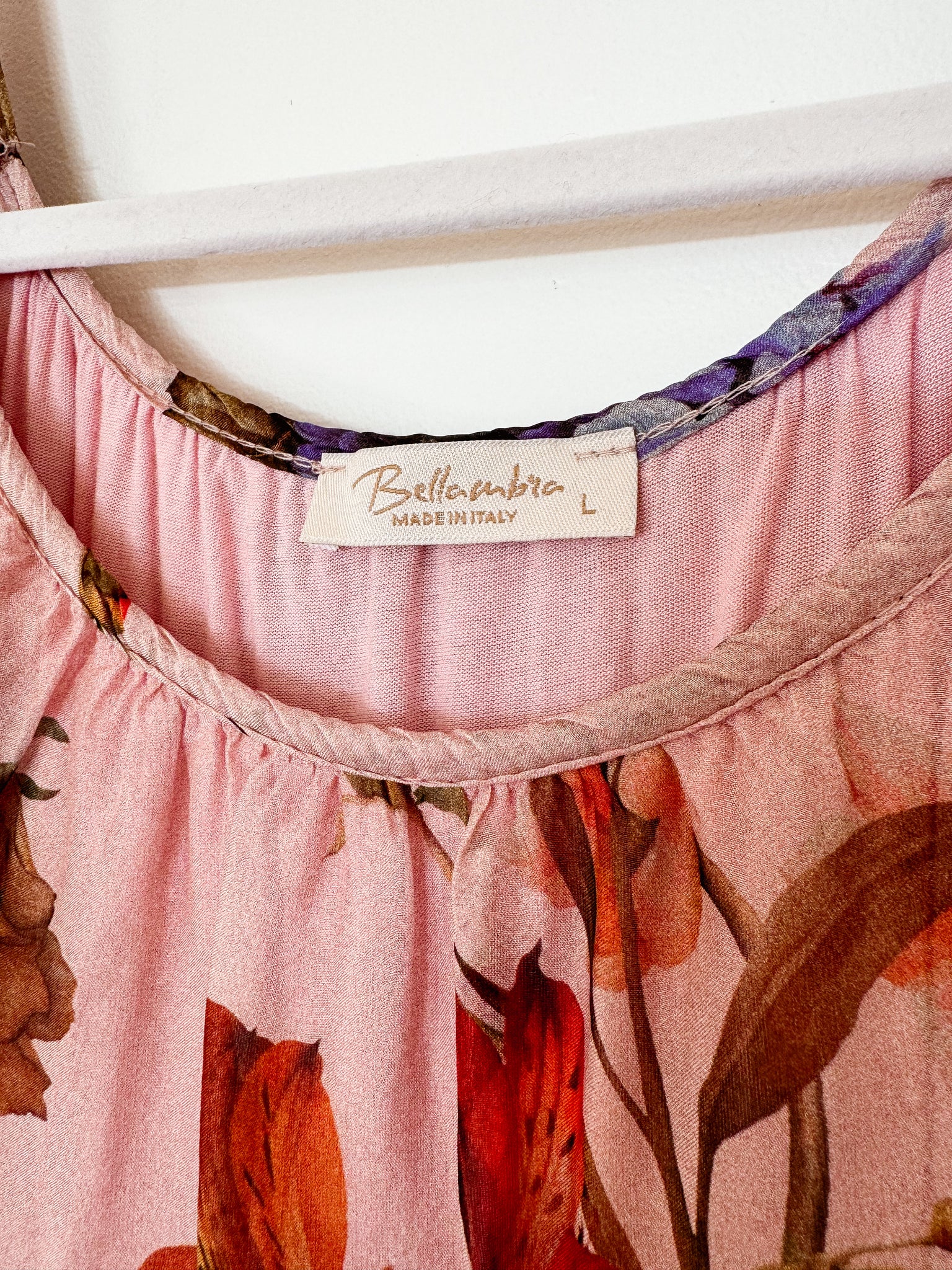 bellambra silk dress BELLAMBRA Italian Silk Blend Tropical Foliage Halter 54"Long Maxi Dress sz XL