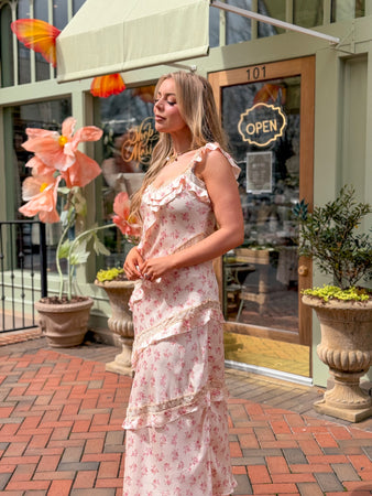 Floral Ruffled Lace Dress