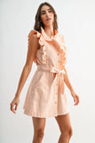 Pink ruffle denim dress