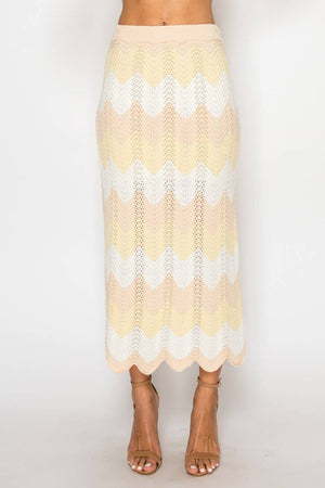 Scalloped crochet midi skirt