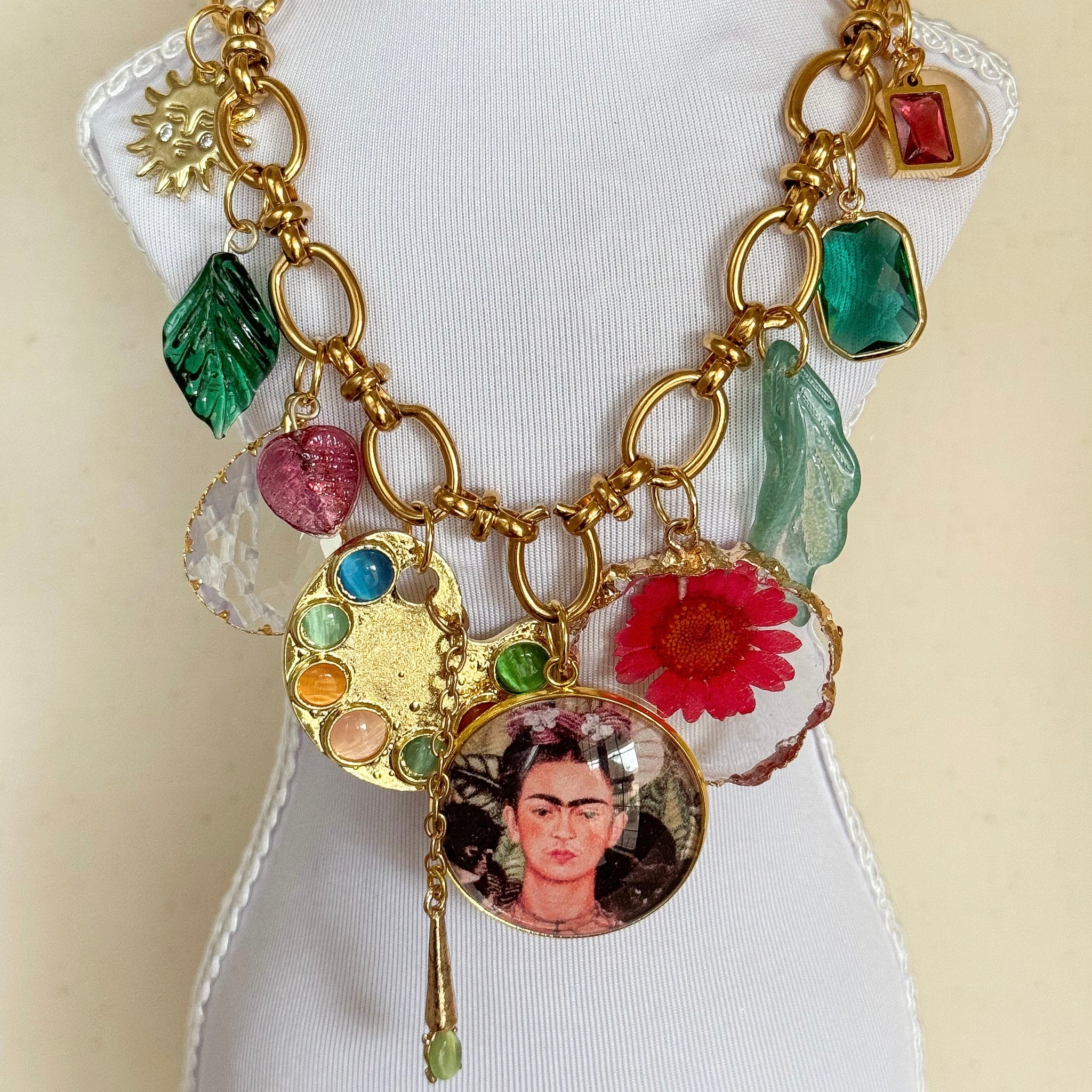 Frida Kahlo 18k Gold Charm Necklace – ShopMOSShandmade