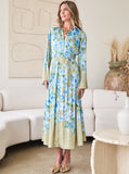 Blue Floral pleated dress