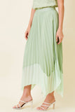 Two-Tone Sage Pleated Skirt