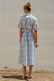 Gingham Cotton Eyelet Lace Dress