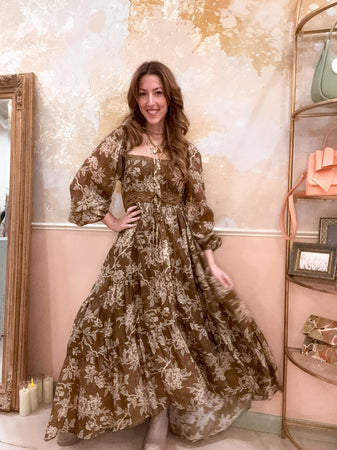 Floral Button-Front Maxi Dress