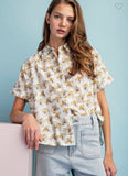Olive Flower Patterned Top