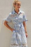 Gingham Cotton Eyelet Lace Dress