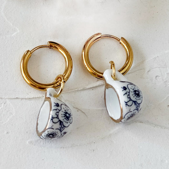 Chinoiserie | Huggie Charm Earrings