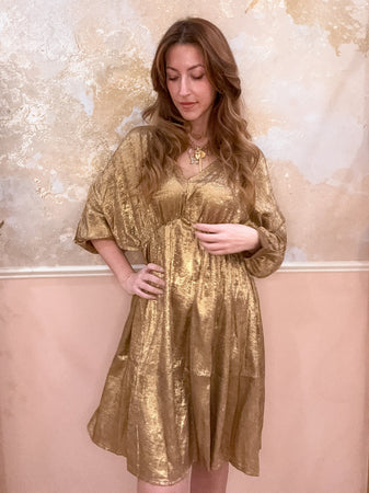 Metallic gold mini dress