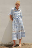 Gingham Cotton Eyelet Lace Dress