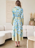 Blue Floral pleated dress