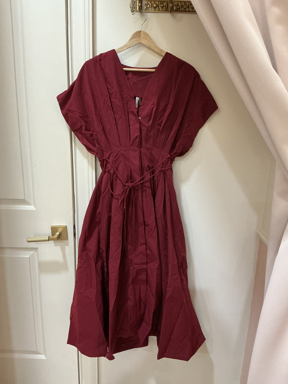 Pleated Plum Drees