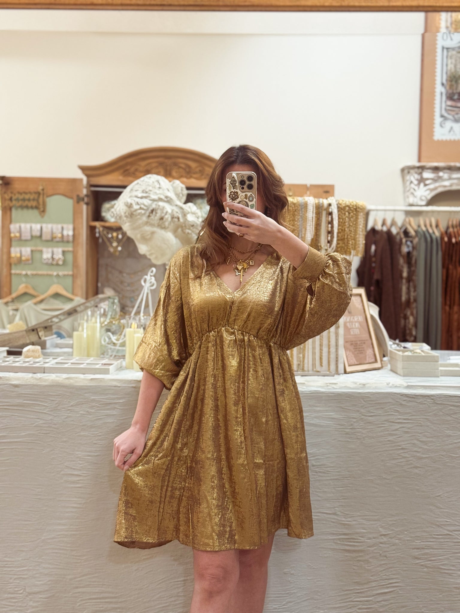 Metallic gold mini dress Metallic gold mini dress