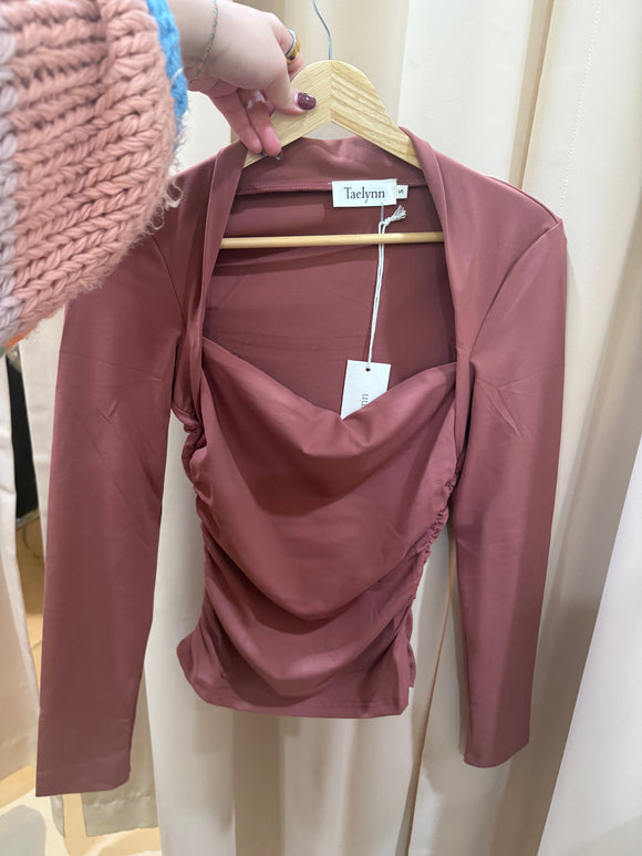 Rose Square Neck Long Sleeve Top