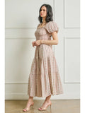 Floral pink puff sleeve dress