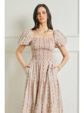 Floral pink puff sleeve dress