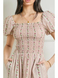 Floral pink puff sleeve dress