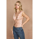 Pink Satin Floral Top