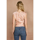 Pink Satin Floral Top