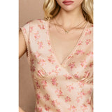 Pink Satin Floral Top