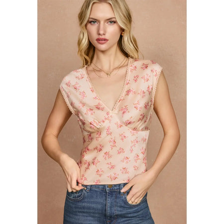 Pink Satin Floral Top