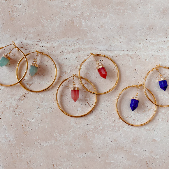 Quartz 24k Gold Hoops ShopMOSShandmade