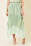 Two-Tone Sage Pleated Skirt