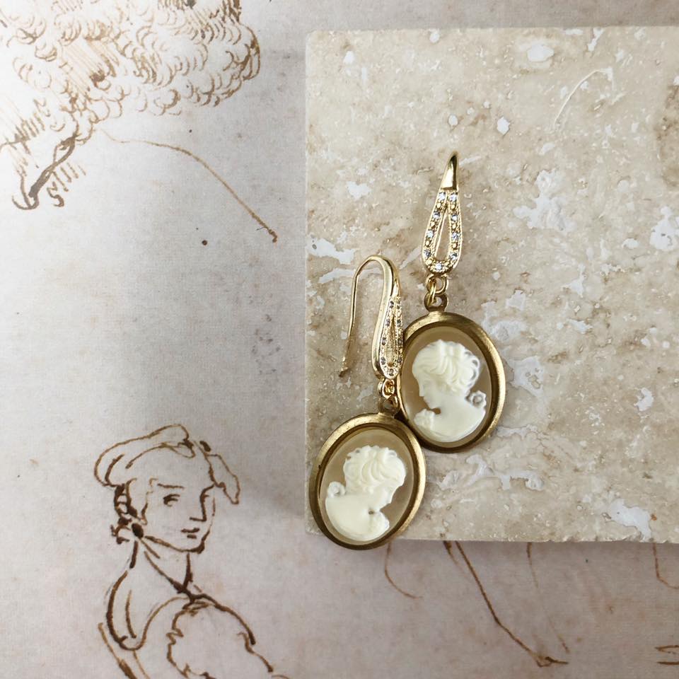 Nostalgia white cameo earrings – ShopMOSShandmade