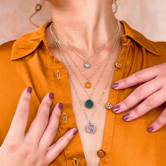 Semi-precious stacked necklaces