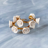 Marmee | bridal hoop earrings, floral white hoops