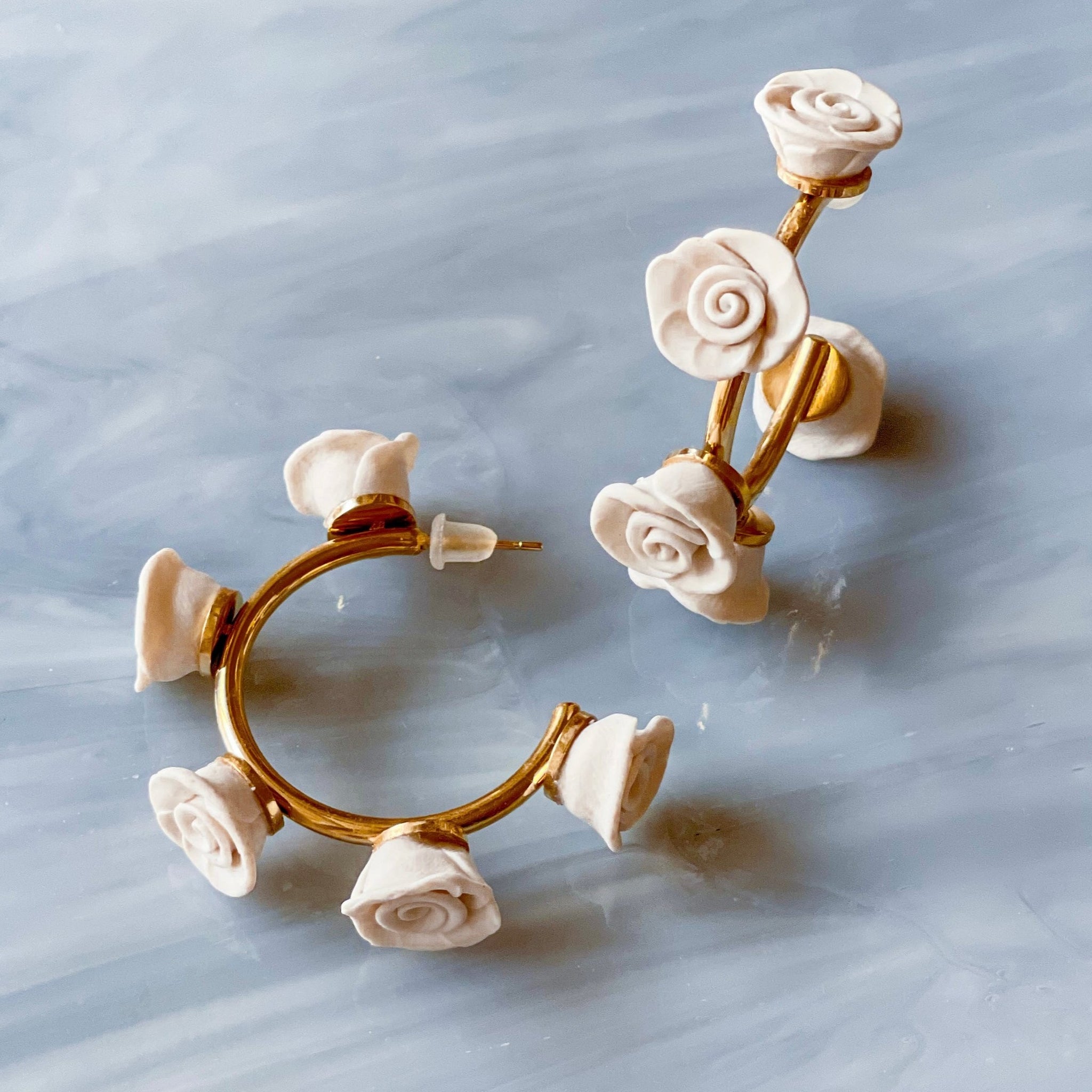 Mindy Flower Hoop Earrings with Bee – Blythe Baubles