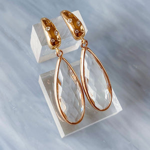 Marion | 14K Gold Plated crystal glass teardrop earrings