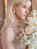 Sirenuse | 14K gold plated mother of Pearl crystal dangle bridal earrings